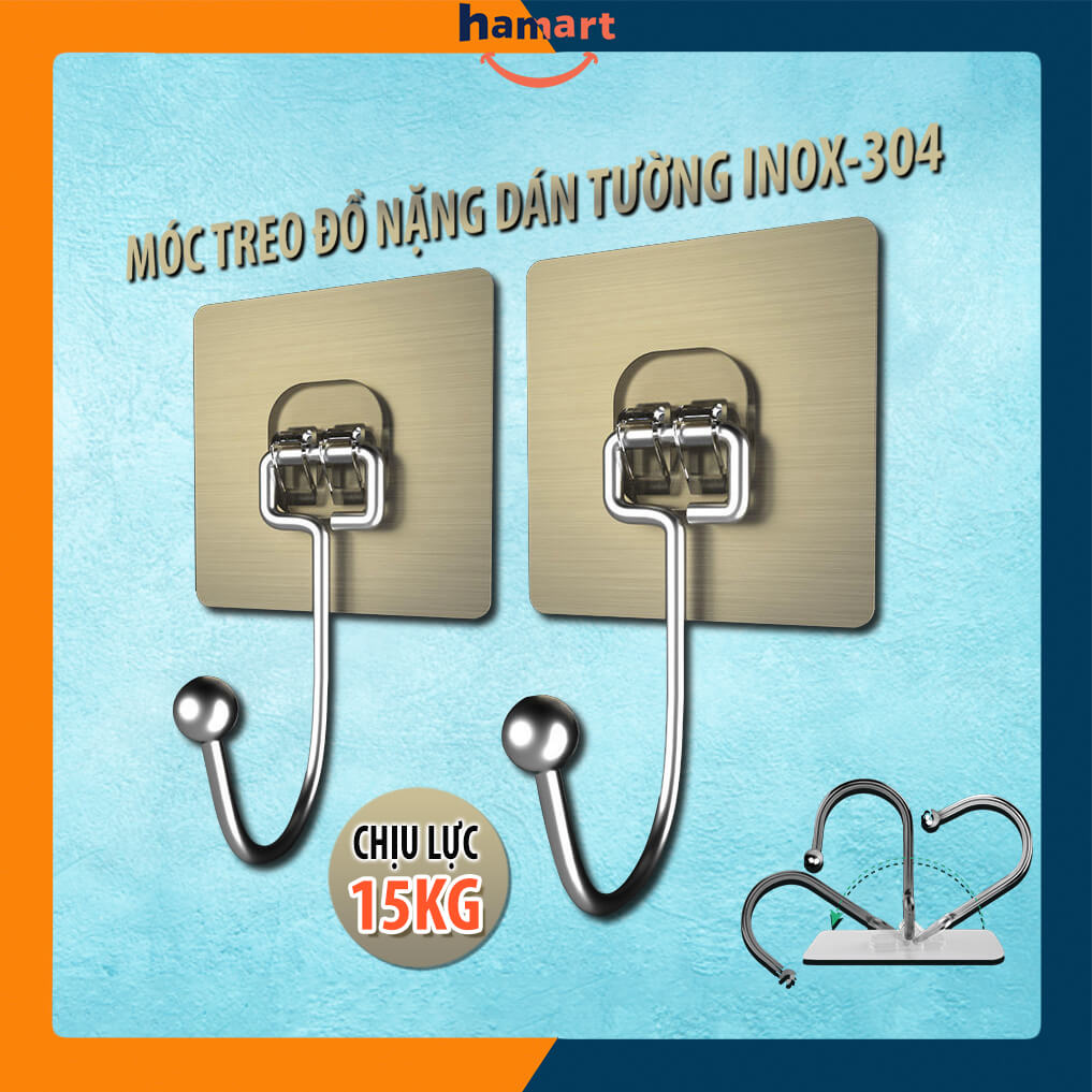 Móc Inox Dán Tường Chịu Lực 15KG Hamart Móc Treo Đồ Nặng Dán Tường Chất Lượng Cao