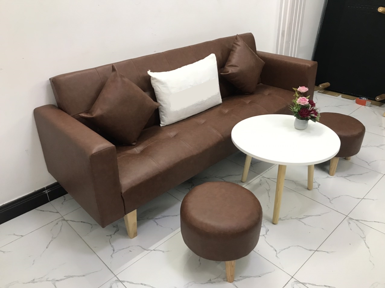 Bộ ghế sofa giường 2mx90 sofa bed tay vịn phòng khách linco8 sopha