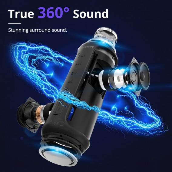 Loa bluetooth 5.0 ngoài trời, âm thanh vòm 360 độ, bass sâu Tronsmart Element T6 Plus Upgraded (Phiên bản nâng cấp của T6 Plus) - Hàng chính hãng