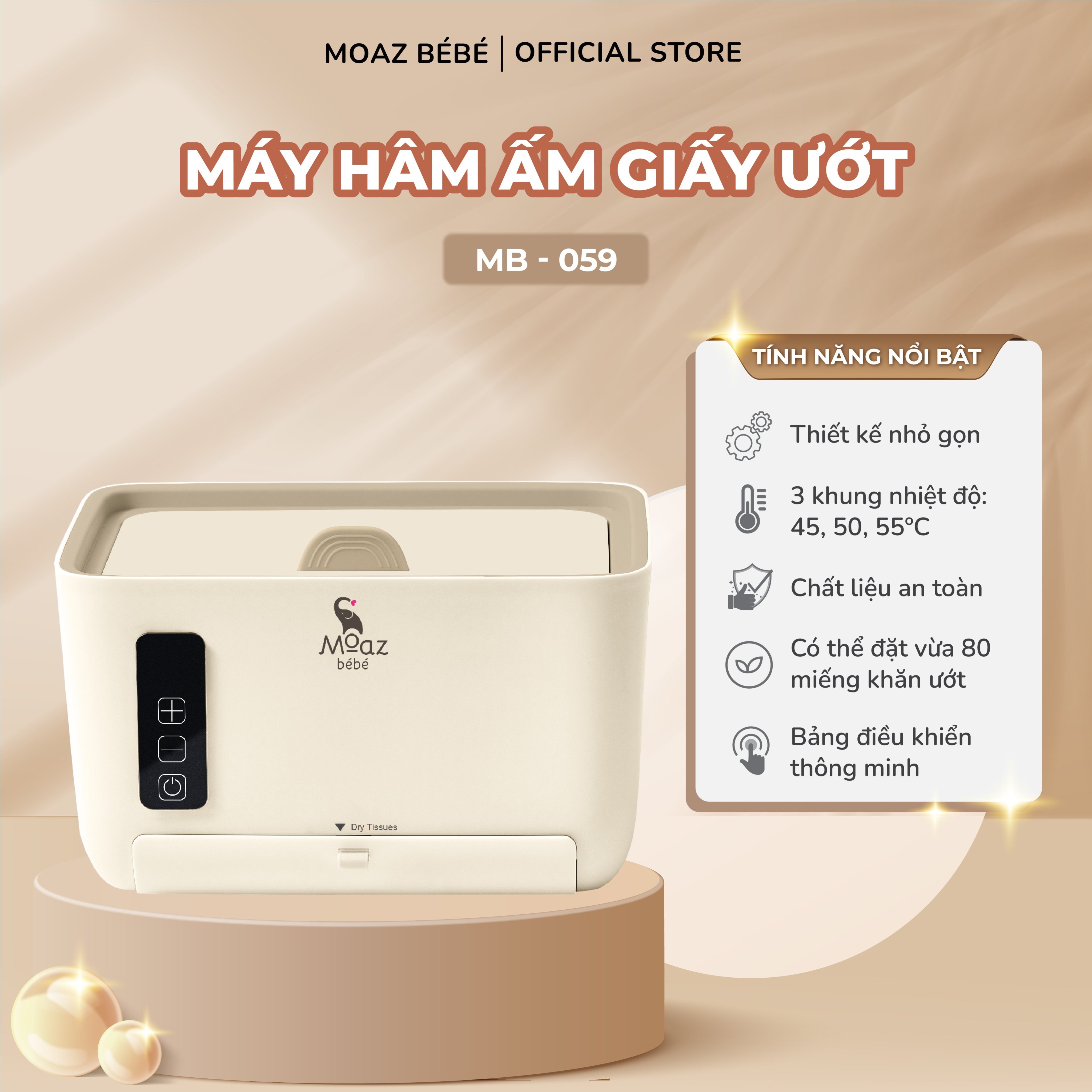 Máy Hâm Ấm Giấy Ướt Moaz BéBé MB–059