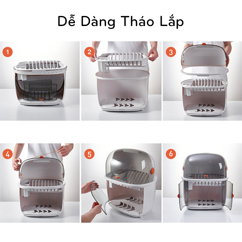 Tủ Đựng Bát Đũa Khử Trùng UV 2 Tầng Có Nắp Đậy Chống Bụi, Côn Trùng - Hàng Chính Hãng