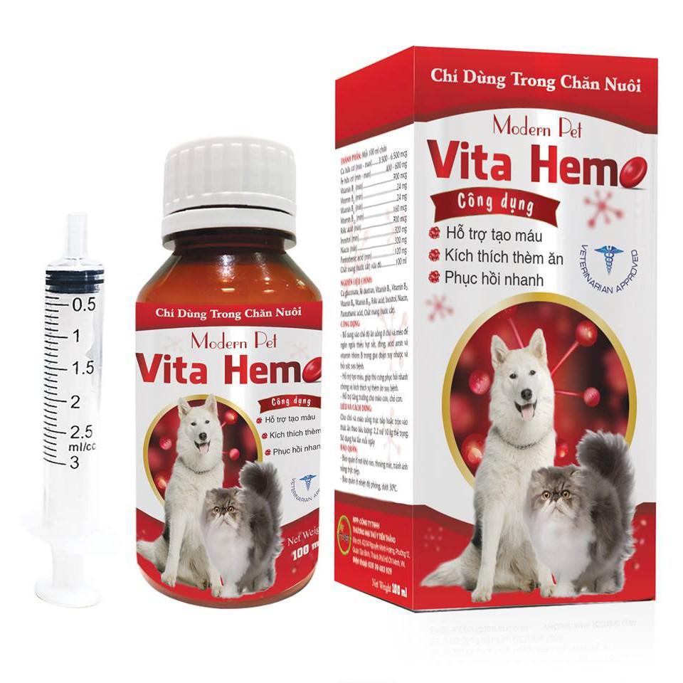 Dung dịch uống bổ máu vá tăng thèm ăn cho chó mèo vita hemo