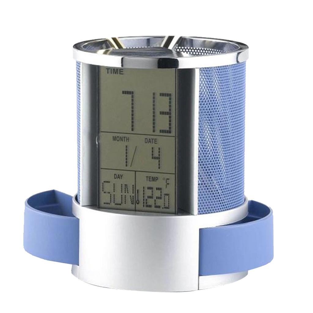 Pen Holder for Home Office, Desk Supplies Organizer with Digital LCD Screen