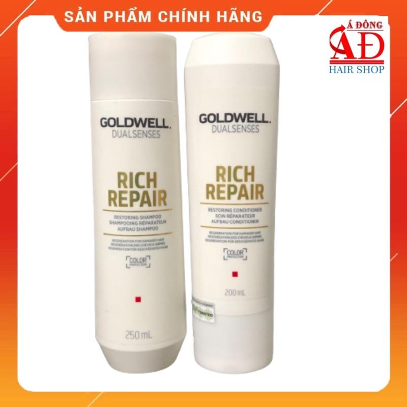 Bộ dầu gội xả Goldwell rich repair siêu phục hồi tóc hư tổn Đức