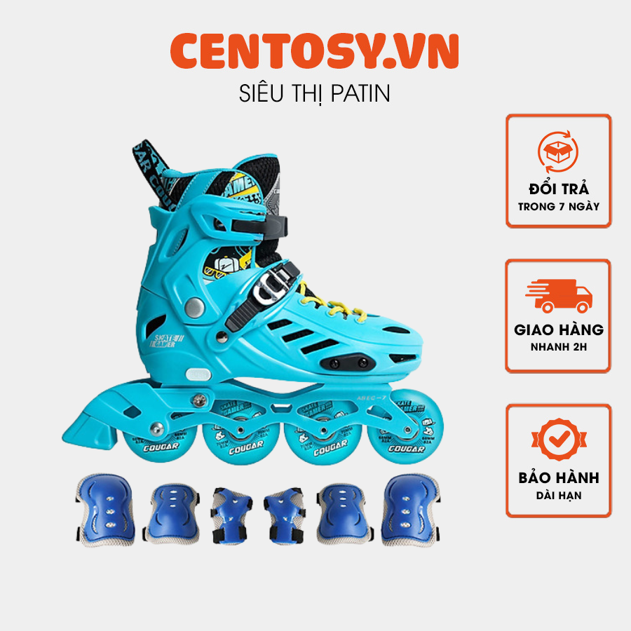 Giày Patin COUGAR MZS 313 hàng chính hãng cao cấp có 4 bánh phát sáng dành cho bé từ 3 tuổi đến 15 tuổi boot có thể tháo rời để giặt trò chơi lành mạnh giúp bé tăng cường sức khoẻ phát triển chiều cao