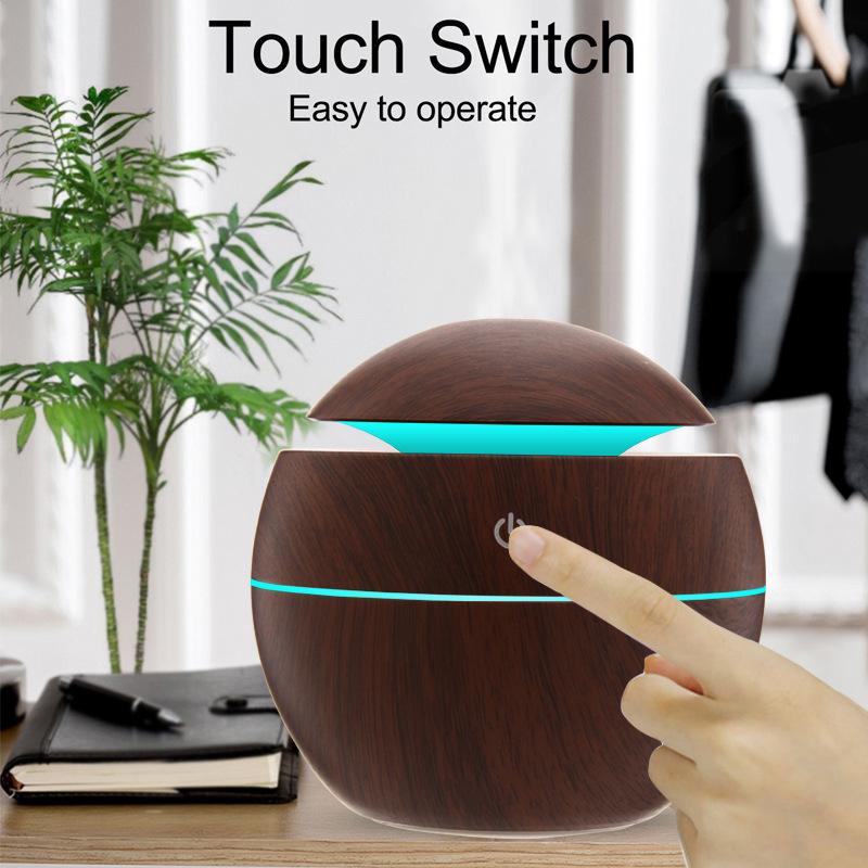 130ML USB Máy Tạo Độ Ẩm Không Khí Tự Do Lọc Hạt Gỗ Nhiều Màu Sắc Điện Gia Đình Siêu Âm Sương Khuếch Tán Tinh Dầu Thơm Xe Ô Tô Văn Phòng