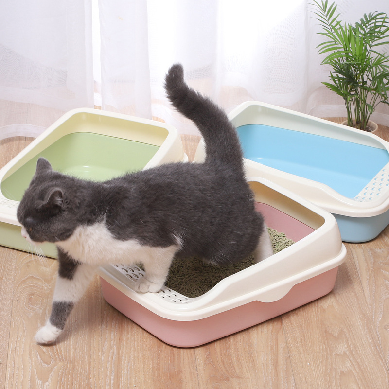 Bồn cát hình chữ nhật cho mèo - Genyo cat litter box 016 ( màu giao ngẫu nhiên )
