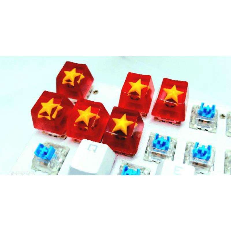 Keycap resin nền đỏ sao vàng trang trí bàn phím cơ gaming