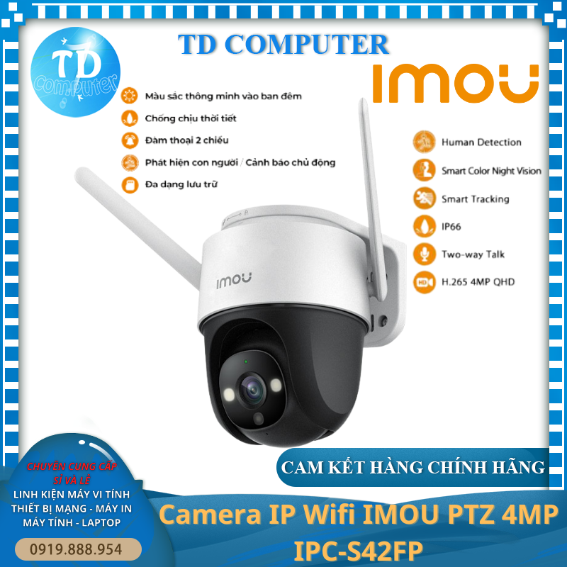 Camera WiFi Imou S42FP D 4.0MP QHD 2K [Chưa có thẻ nhớ] Ngoài trời Có màu ban đêm - Hàng chính hãng DSS phân phối