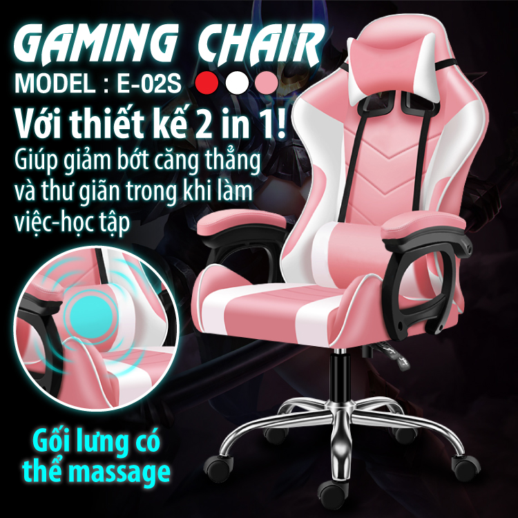 Ghế gaming cao cấp dành cho game thủ BG model mới E02-S PINK (hàng nhập khẩu)