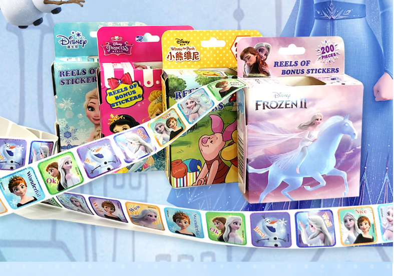 Đồ chơi dính dán - Combo 2 SET CUỘN 200 miếng STICKER CÁC NHÂN VẬT HOẠT HÌNH CHO BÉ