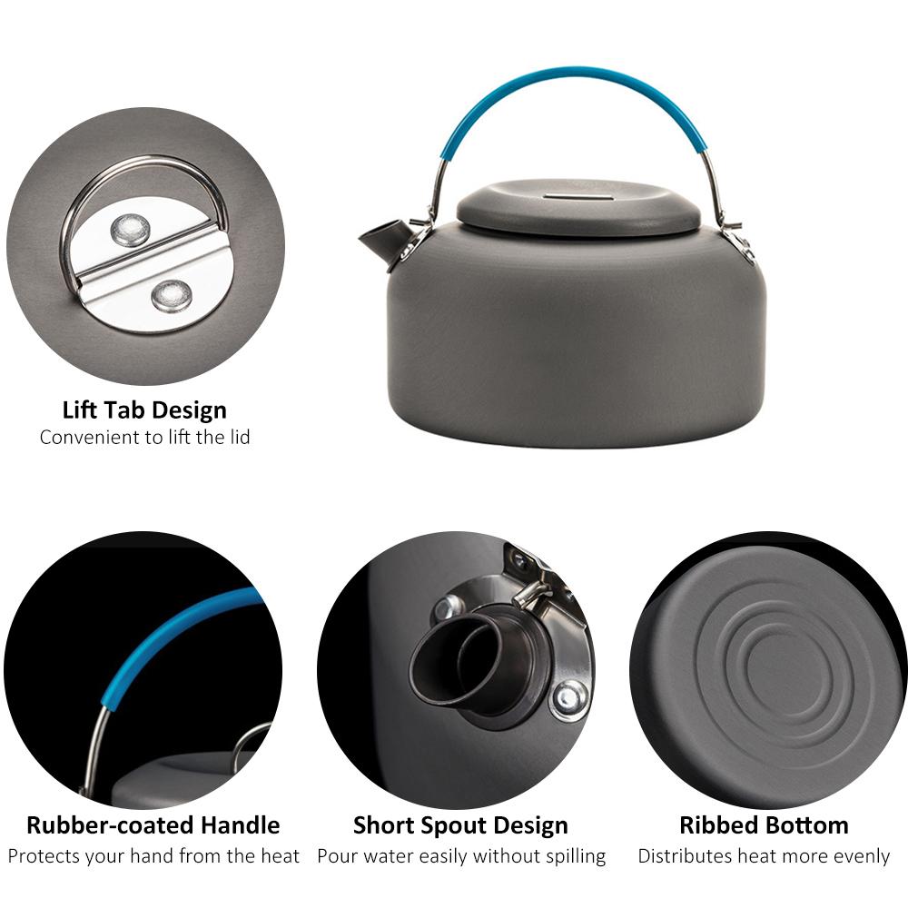0.8L/1.4L Outdoor Lightweight Aluminum Teapot Kettle Coffee Pot for Camping Hiking Backpacking