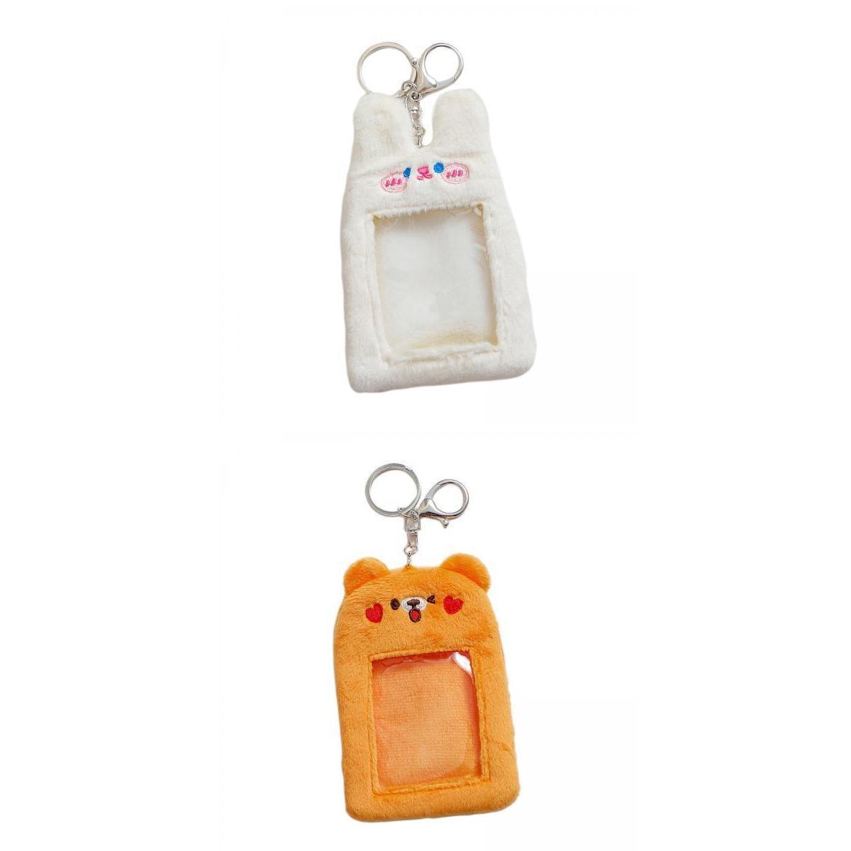 2x Plush Cartoon Photocard Holder Card Cover Practical Card Holder