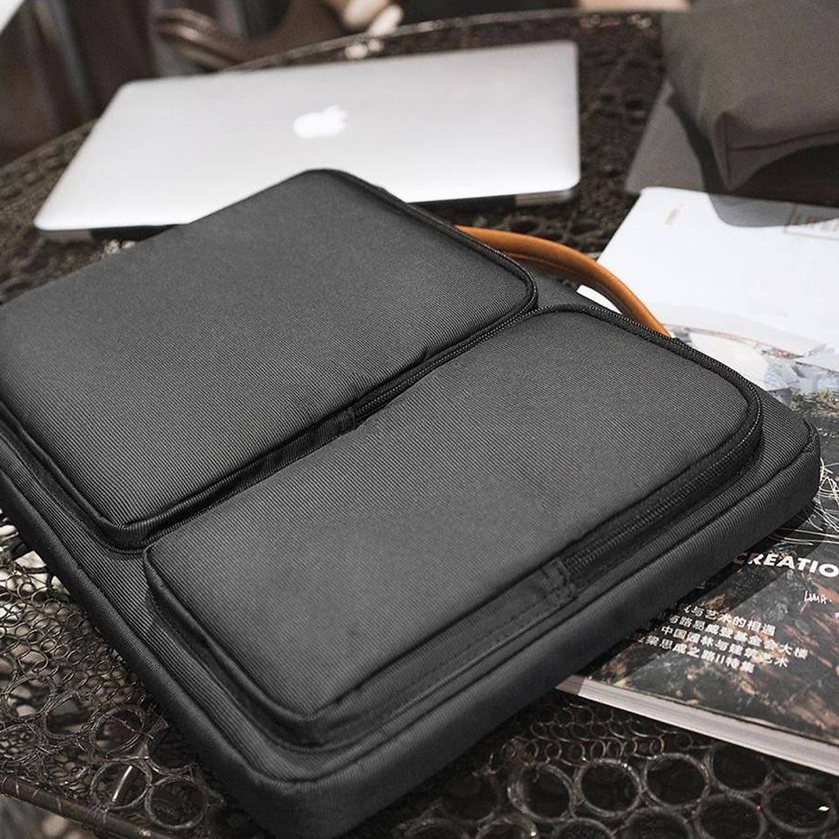 Túi xách, cặp da bảo vệ laptop 13 -14inch nhiều ngăn tiện dụng