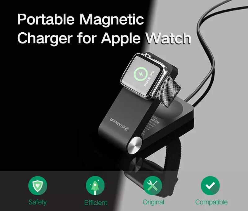 Ugreen UG30703CD156TK Màu Đen Gấp sạc từ tính cho đồng hồ thông minh Apple - HÀNG CHÍNH HÃNG