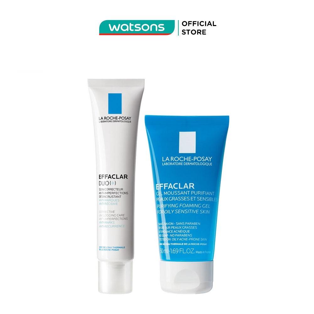 Combo La Roche Posay (Kem Dưỡng Effaclar Duo(+) 40ml + Gel Rửa Mặt Purifying Foaming Gel 50ml)