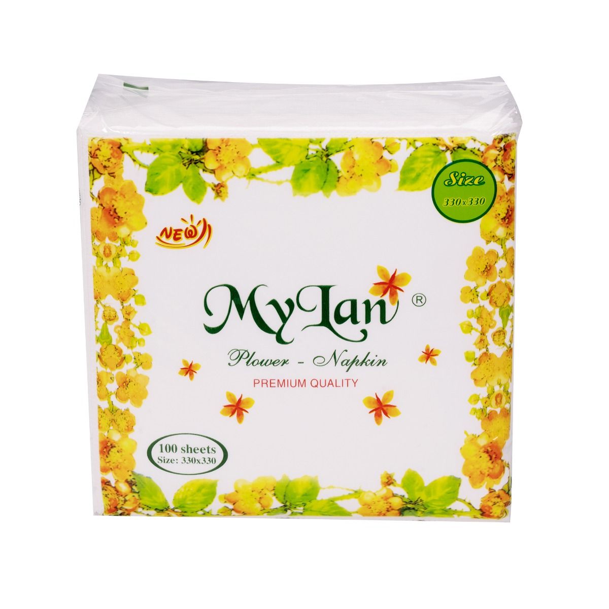 Khăn Giấy MyLan Loại 330x330mm (100 Tờ/Gói)  Loại Vuông Hoa Vàng