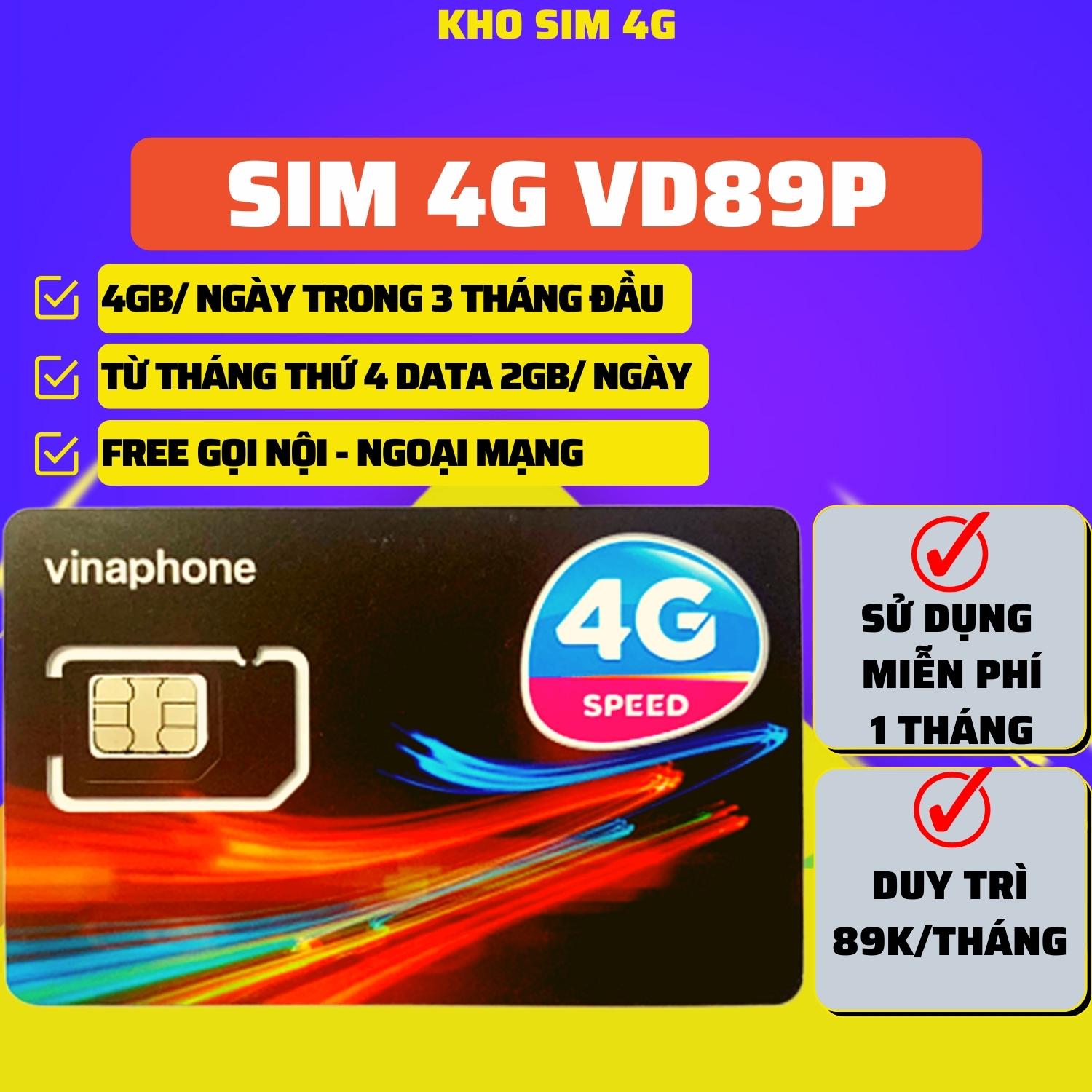 SIM 4G VINAPHONE VD89P MIỄN PHÍ 1 THÁNG ĐẦU TIÊN DATA 120GB/ THÁNG - MIỄN PHÍ GỌI - HÀNG CHÍNH HÃNG