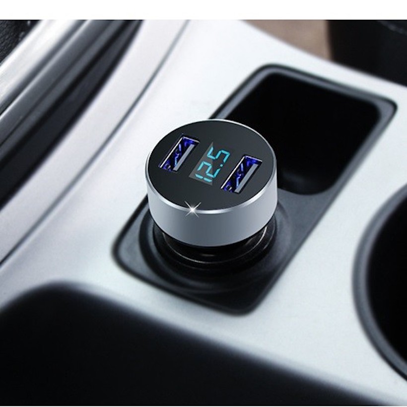 Tẩu sạc cao cấp trên ô tô, xe hơi. 2 cổng USB HY36