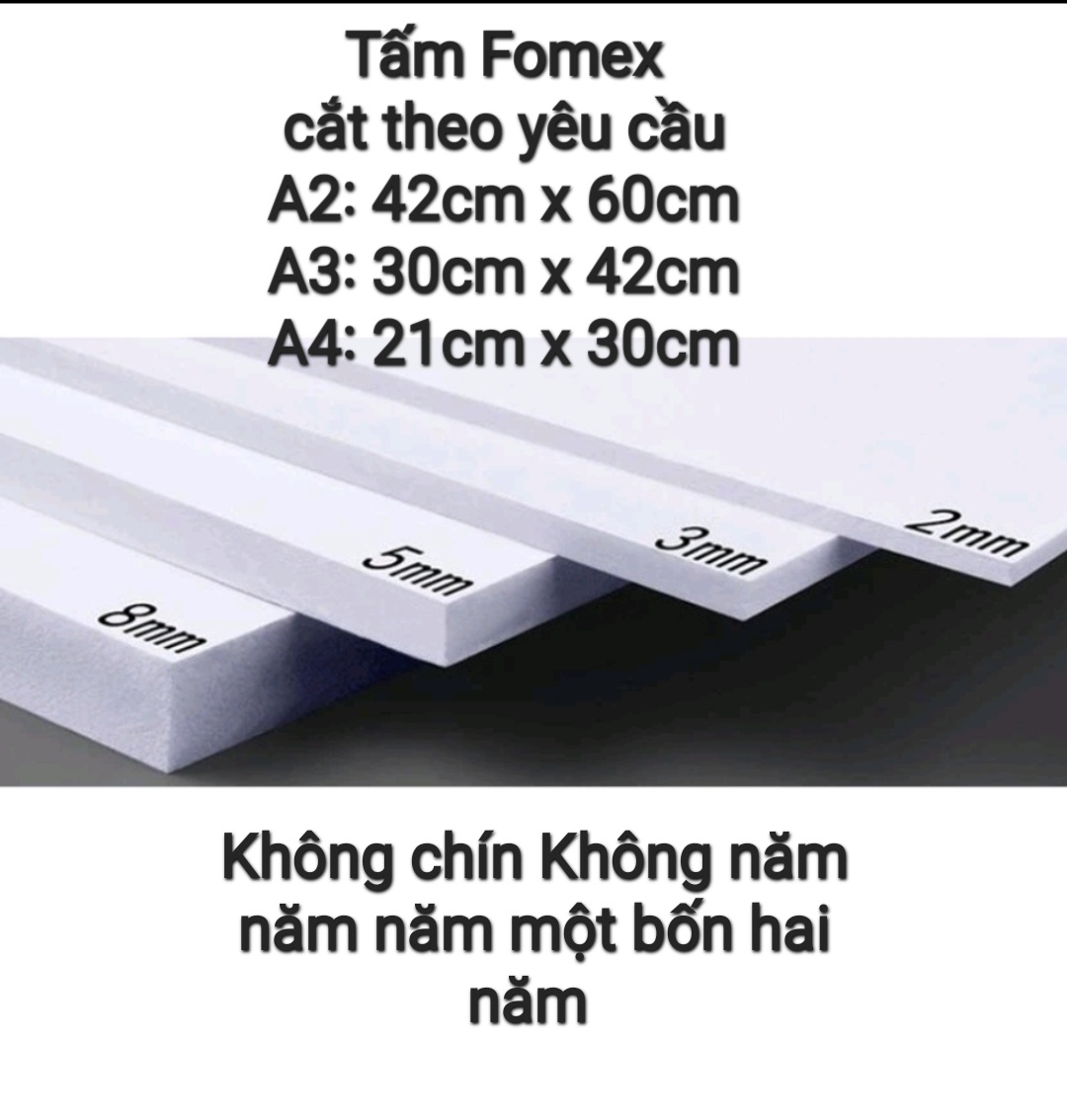 Bìa fomex, bìa mô hình, size 2mm, 3mm, 4mm, 5mm, 8mm và 10mm làm handmade