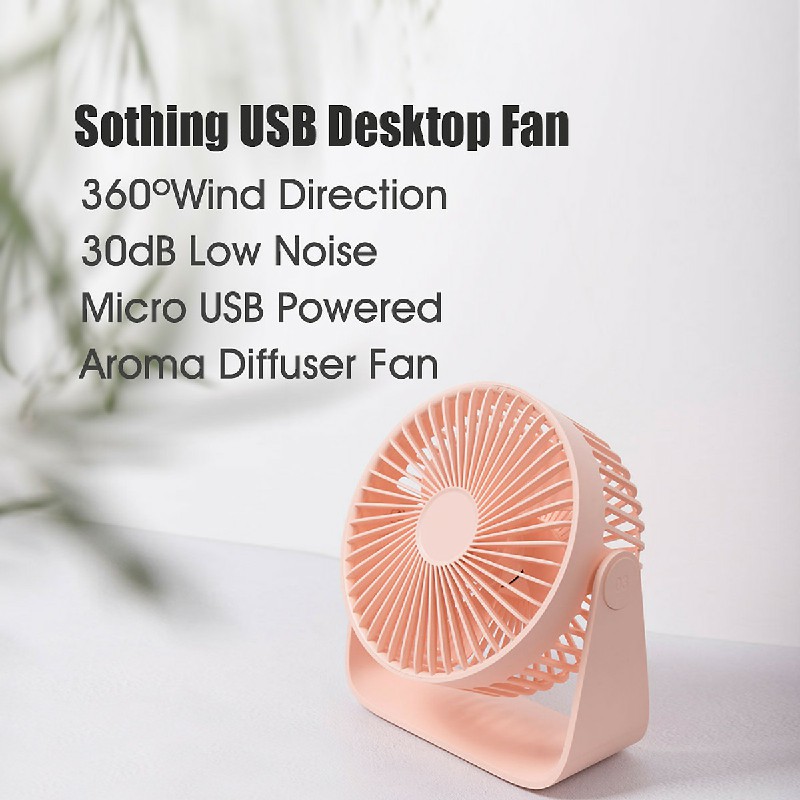 Xiaomi Sothing Desktop Fan Portable USB Fan Mini Aroma Diffuser 360 Degrees Wind Direction Ultra Quiet Summer Cooler Micro USB
