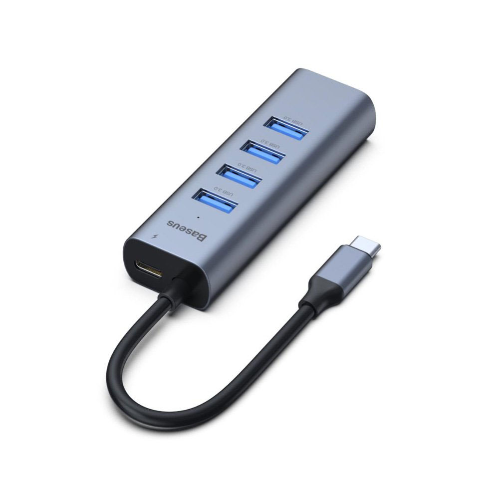 Hub cho Smartphone/ Table/ Laptop/ Macbook (Chuyển nhanh PD/5.0 Mbps) - Hub chuyển cổng Type C to 4 Port USB 3.0 + Type C Power Delivery - Baseus Enjoy Series - Hàng Chính Hãng