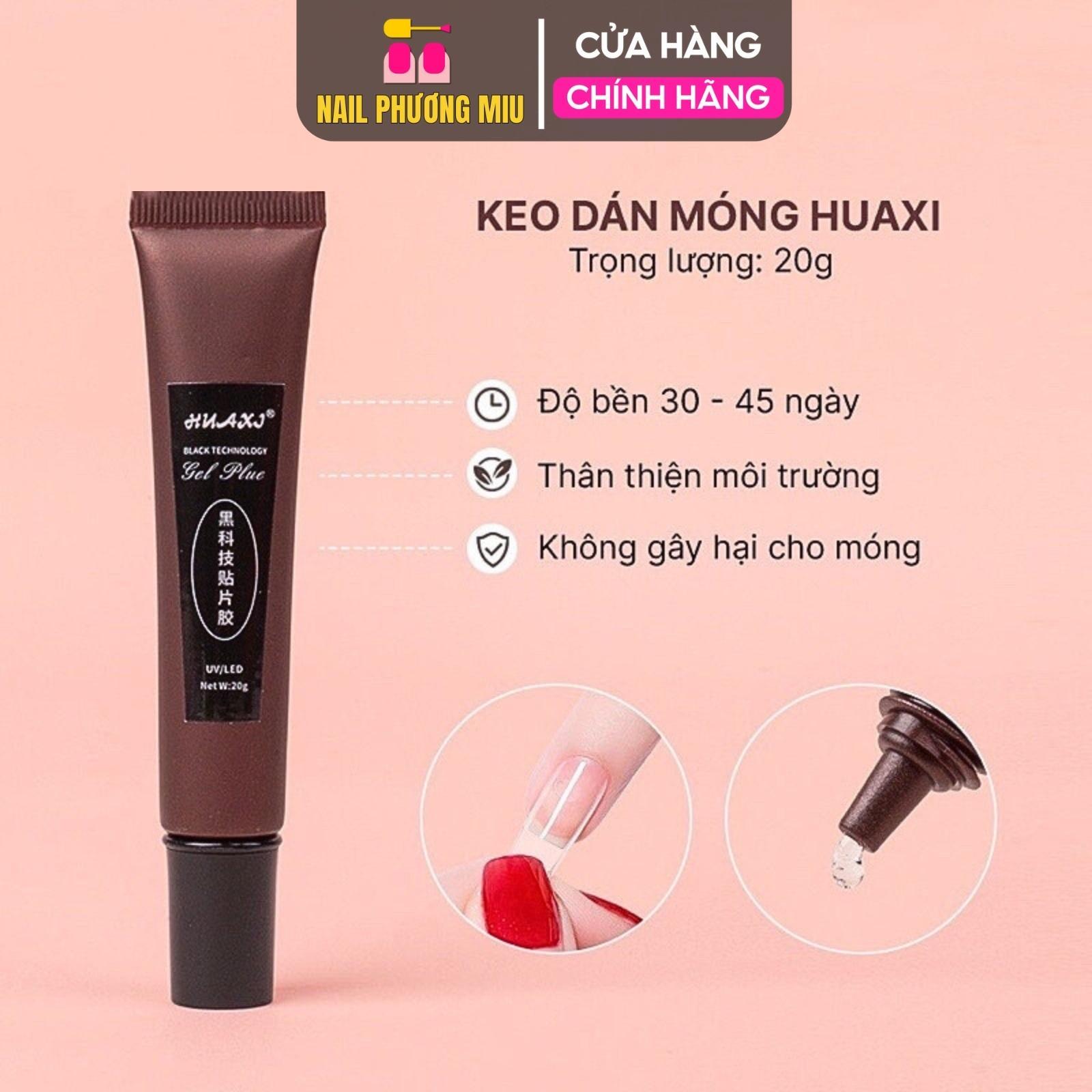 Keo Dán Móng Úp Huaxi Tuýp 20g, Chất Gel Trong Suốt Làm Nail Mùi Thảo Mộc, Đa Năng Định Hình Và Đính Đá Nail Phương Miu
