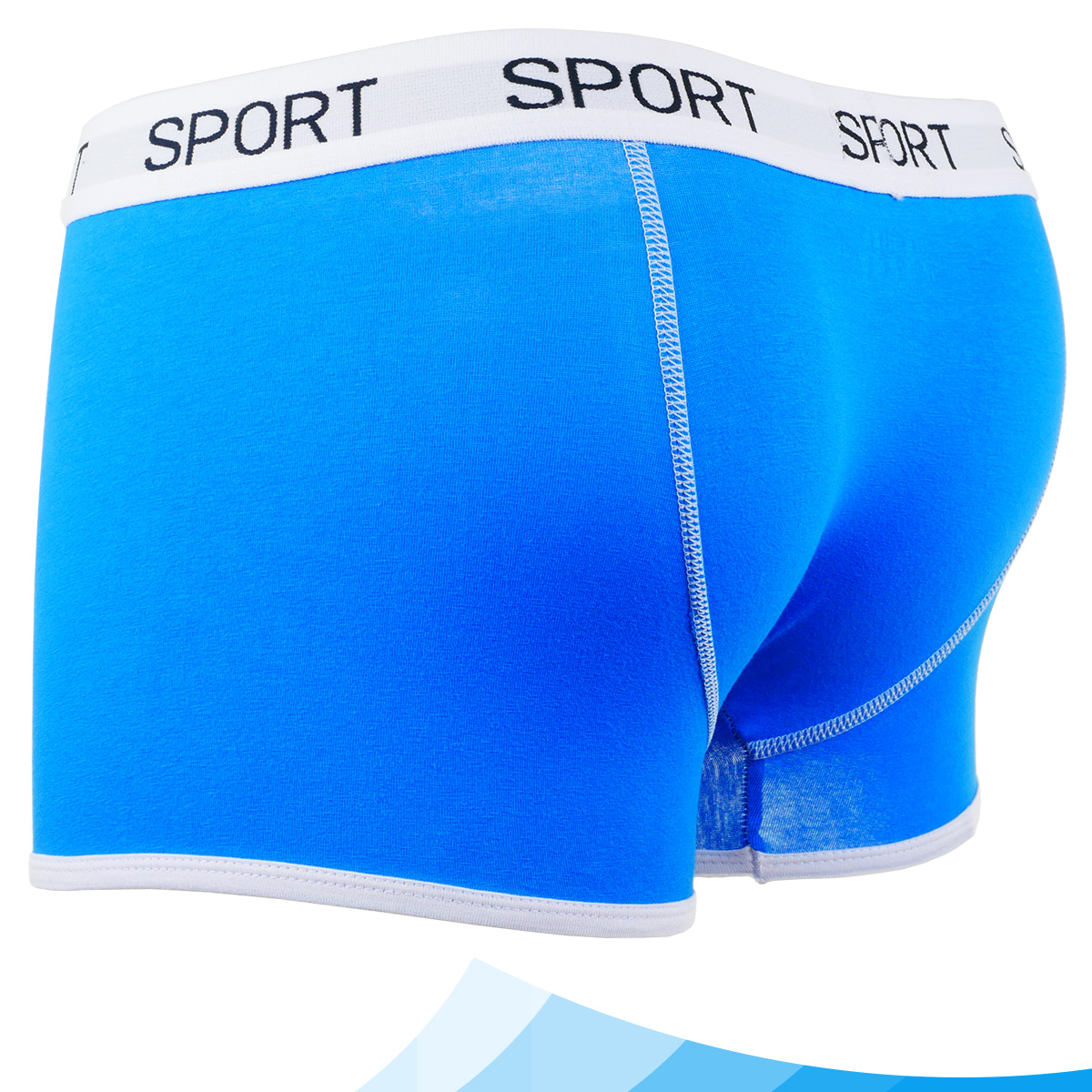 Quần lót nam boxer đùi cotton cao cấp đẹp gợi cảm Fossati Sport co dãn 4 chiều màu xanh trẻ trung, vải 75% cotton 25% Spandex mềm mịn may thể thao tôn dáng