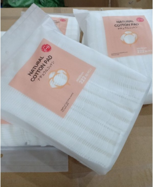 Bông tẩy trang 3 Cotton Pad nhật bản Túi 222 miếng 100% bông tự nhiên ( mẫu mới )