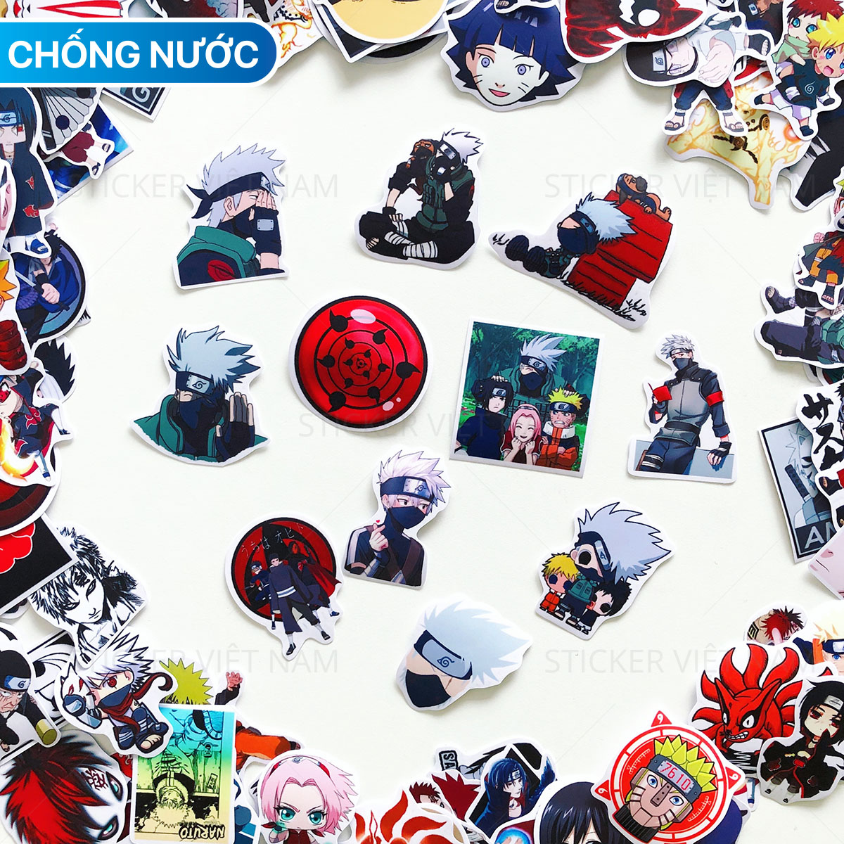 Sticker Naruto Anime Manga - Chất Liệu PVC Chất Lượng Cao Chống Nước - Kích Thước 4-8cm