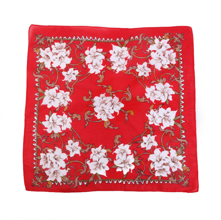 Khăn Bandana phong cách Vintage dễ thương 54x54cm - BDN06.3 hoa tulip đỏ