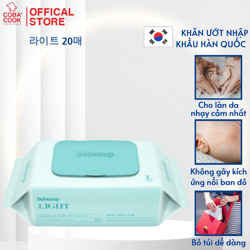 Khăn Ướt Bebesup  Nhập Khẩu Hàn Quốc Light/ Zero/ Sensitive/ Primier Thương Hiệu Bebesup