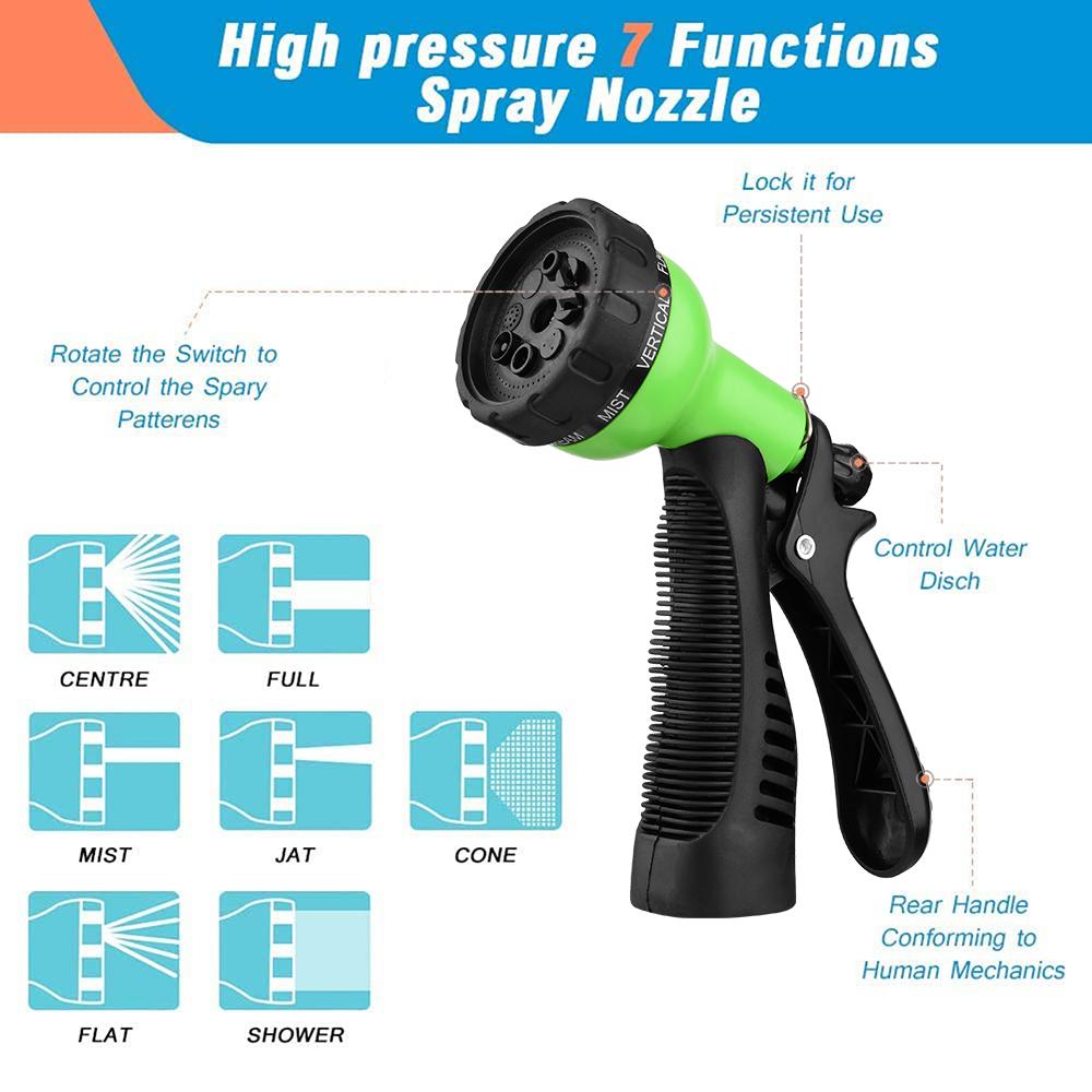 100FT Lightweight Expandable Garden Hose Flexible Water Hose with 3/4-inch Solid Fittings and 8-Function Spray Nozzle High-Strength Fabric Cover with Double Latex Core Soaker Hose
