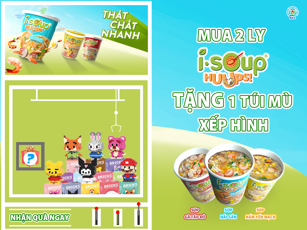 Combo Súp Hải Sản + Súp Nấm Yến Mạch Ăn Liền ISOUP HUUPS - Súp Ăn Liền Sấy Thăng Hoa