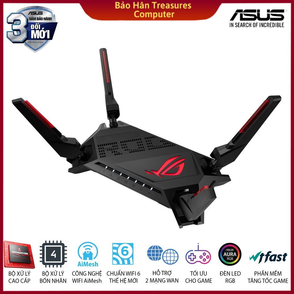 Router Wifi 6 Asus ROG Rapture GT-AX6000 Gaming AX6000Mbps - Hàng Chính Hãng