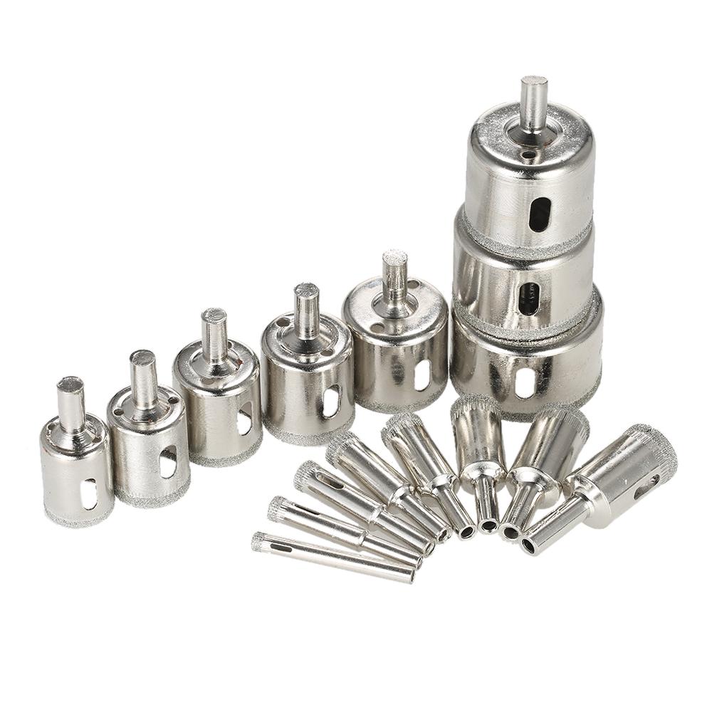 16PCS 6-50mm Glass Hole Saw Kit Diamond Coated Core Hole Saw Marble Drill Bit Tile Ceramic Glass Porcelain