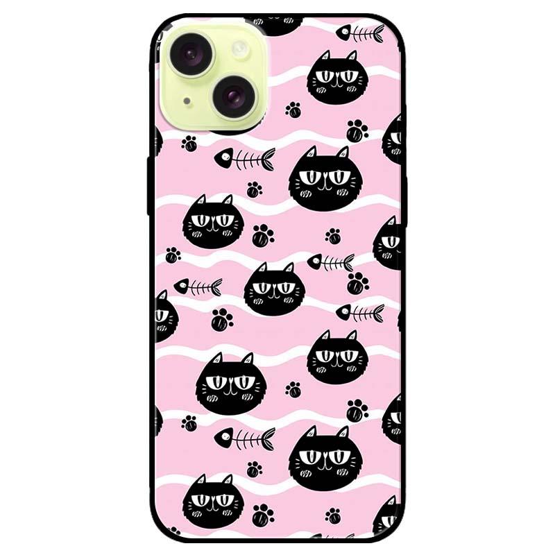 Ốp lưng dành cho Iphone 15 - Iphone 15 Plus - Iphone 15 Pro - Iphone 15 Pro Max - Mèo Đen Và Xương Cá - Hàng Chính Hãng