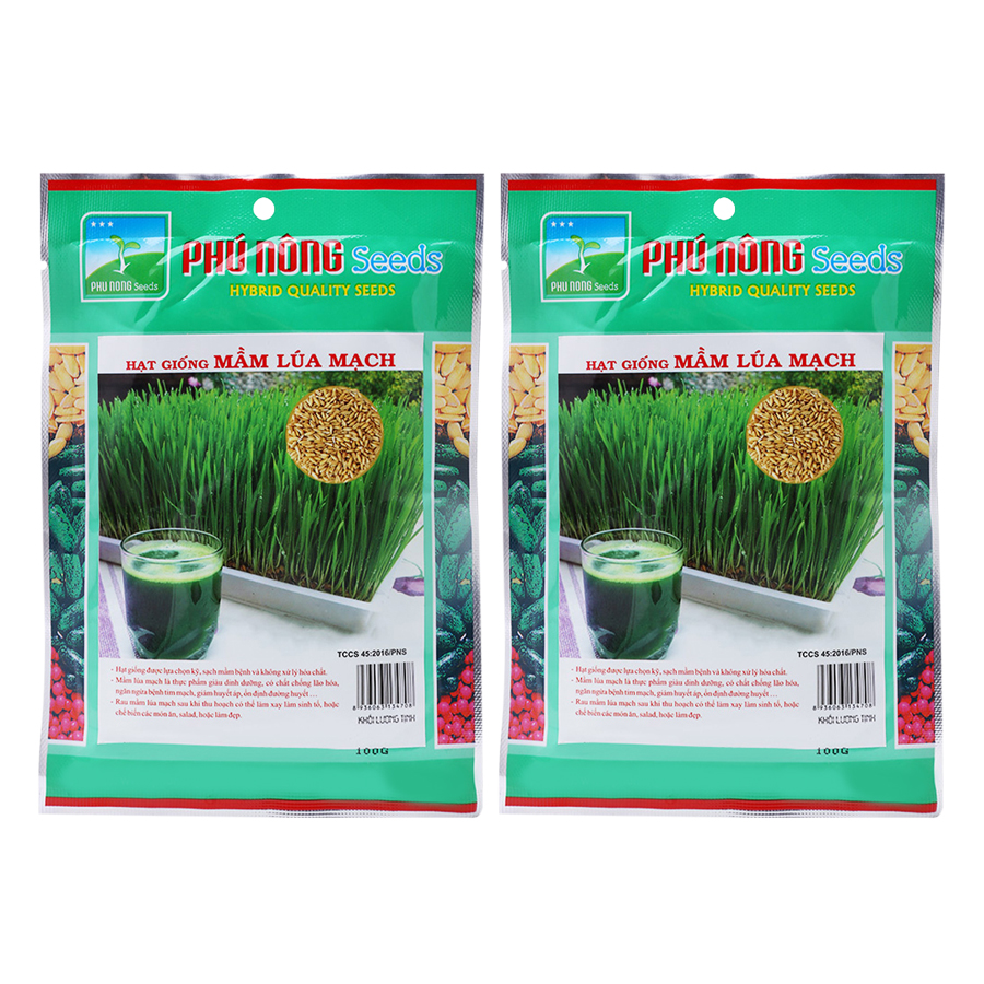 Bộ 2 Gói Hạt Giống Mầm Lúa Mạch Phú Nông (100g / Gói)