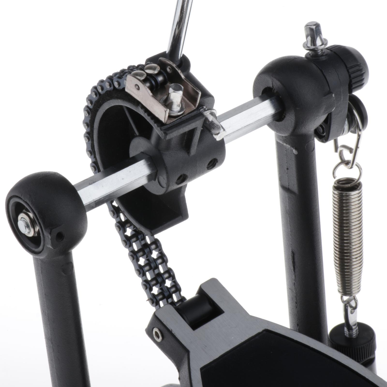 Single Bass Drum Set Pedal Double Chain Drive Foot Pedal Percussion Black