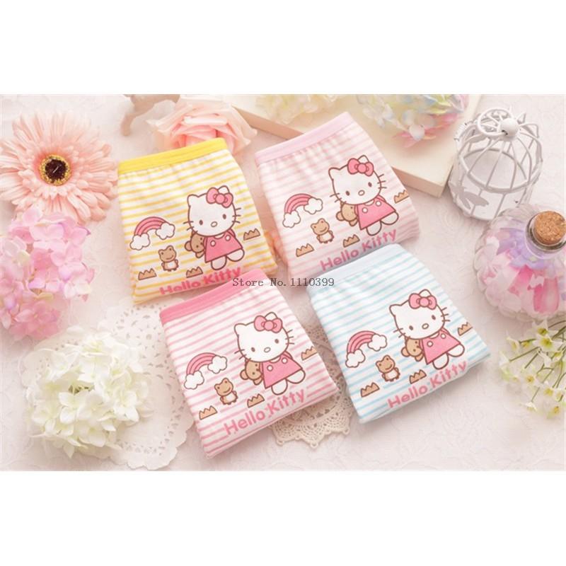 Set 4 quần lót tam giác cotton (Mẫu ngẫu nhiên) cho bé gái, quần lót cotton cho bé gái họa tiết xinh xắn