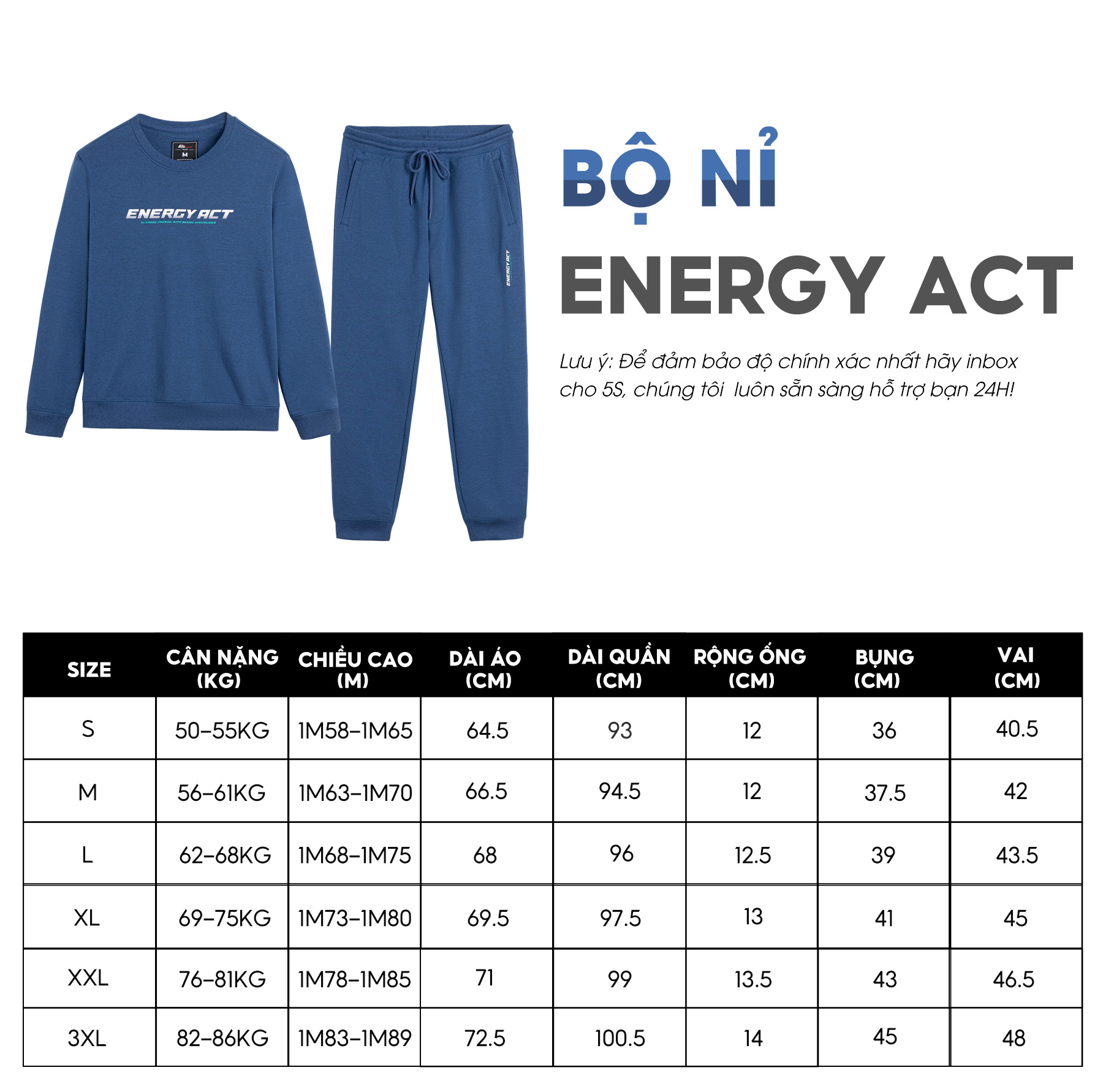 Bộ Quần Áo Nỉ Nam 5S ENERGY ACT, Chất Liệu Cotton USA Cao Cấp, Dày Dặn, Mềm Mịn, Thiết Kế Thể Thao, Năng Động (BNI22037)