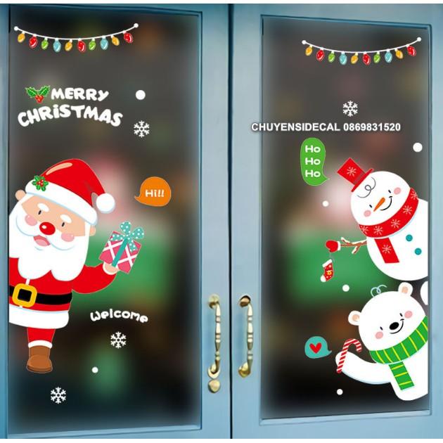 Decal trang trí tường Noel - Noel Trằng hoạt hình chào lễ vui nhộn