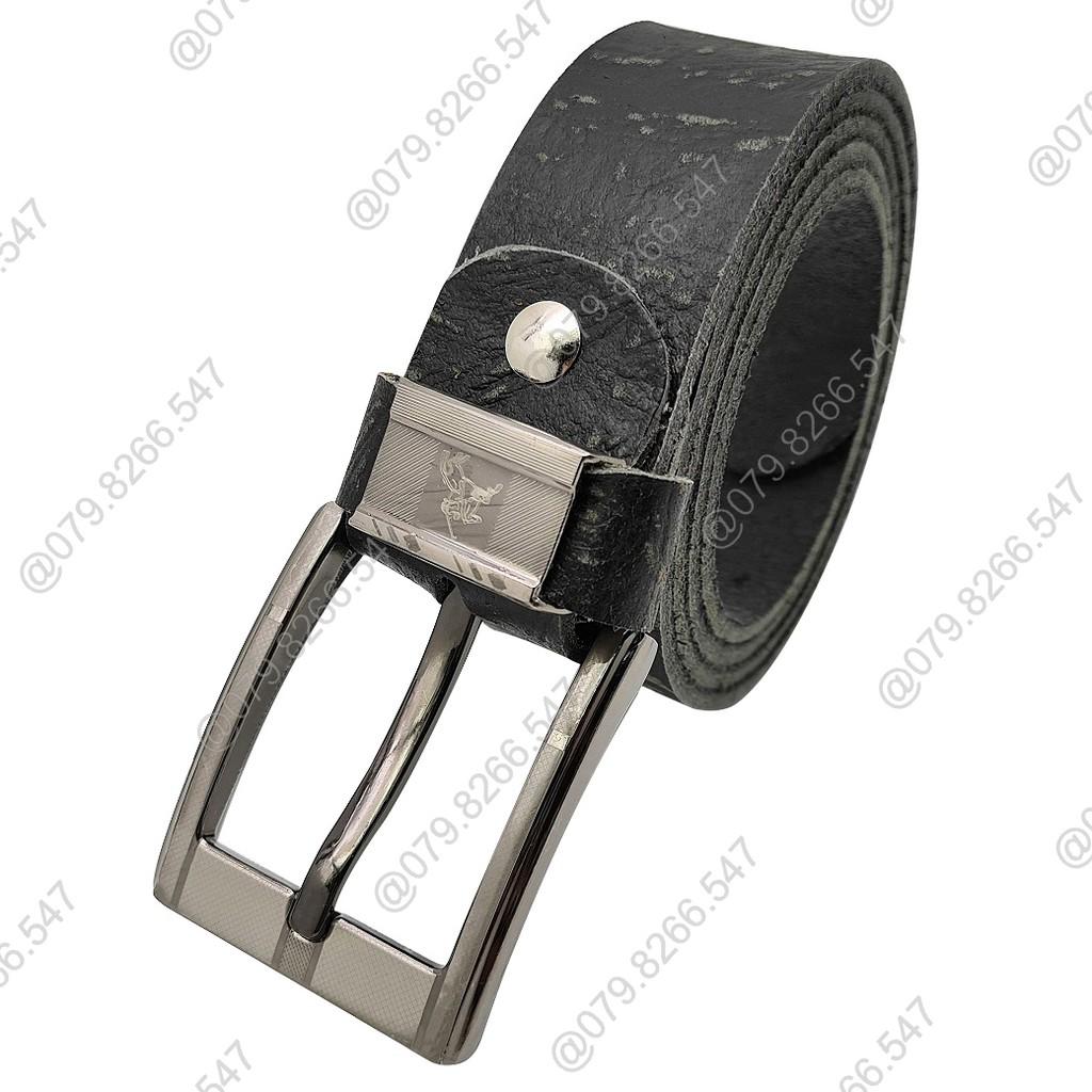 Dây nịt nam da bò thật bản thô DHM-138 | Đầu khoá kim nguyên khối màu trắng thời trang | Bảo hành 12 tháng