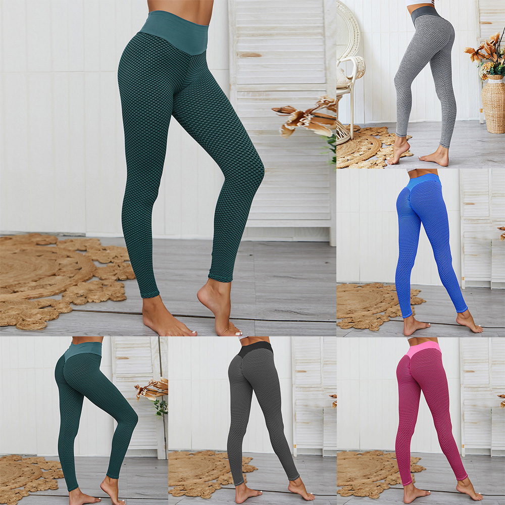Quần tập gym,yoga lưng cao tôn dáng bằng vải pha polyester và spandex, nó co giãn, hút ẩm và khô nhanh