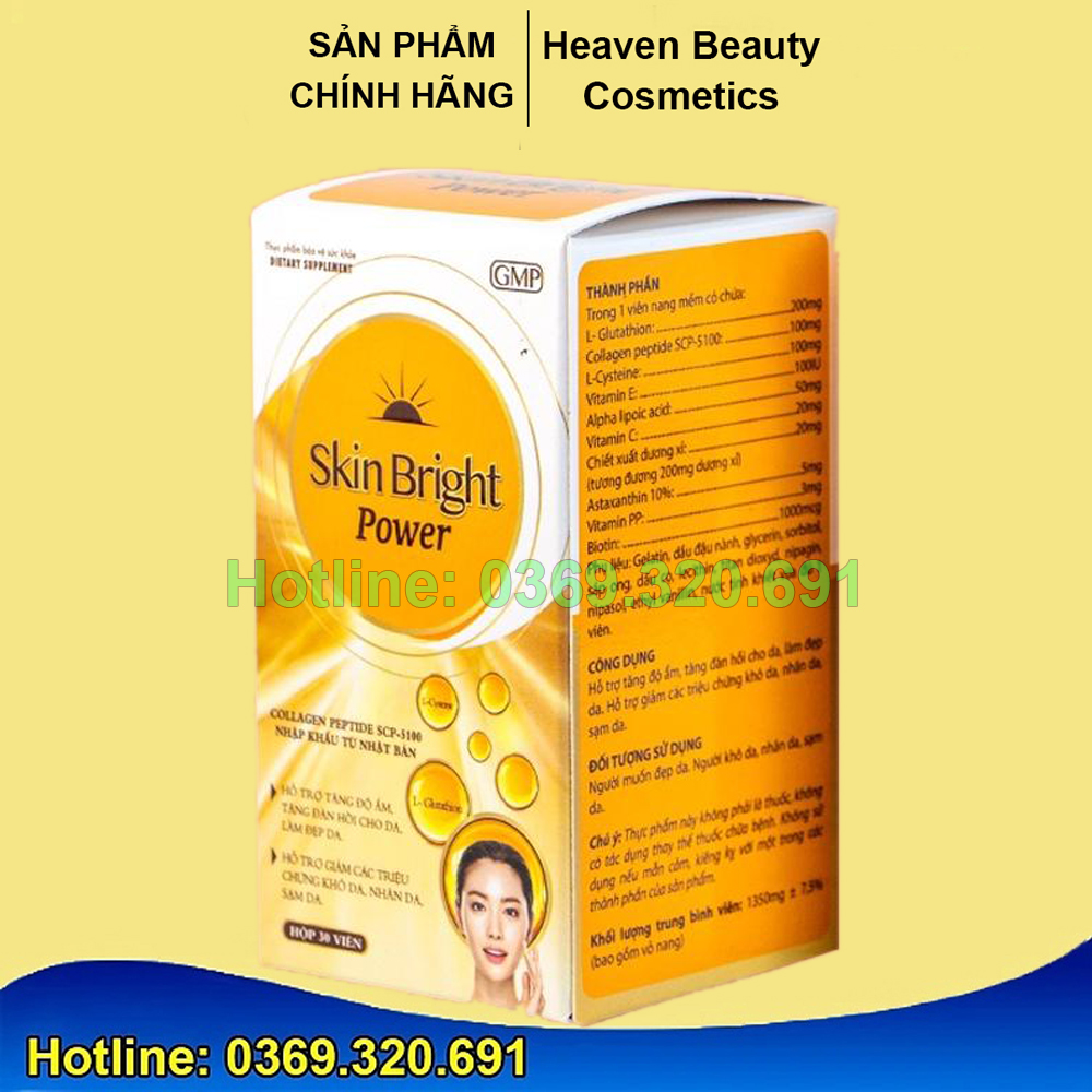 Viên uống trắng da, giảm thâm nám Skin Bright Power Hộp 30 viên - Bác sĩ Mã Phượng
