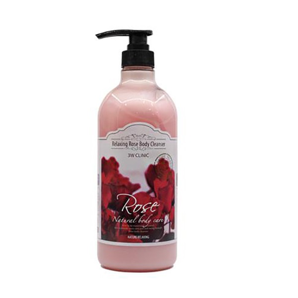 Sữa tắm dưỡng ẩm và làm trắng tinh chất hương hoa hồng 3W CLINIC RELAXING BODY CLEANSER ROSE 1000ml - Hàn Quốc Chính Hãng