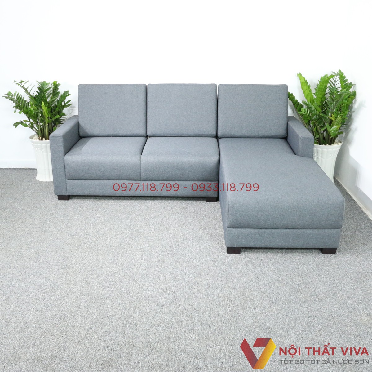 Bộ Sofa Góc Chữ L Bọc Nỉ Gọn Đẹp Hiện Đại Giá Rẻ
