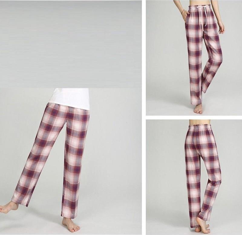 Quần mặc nhà cotton dáng suông kẻ sọc
