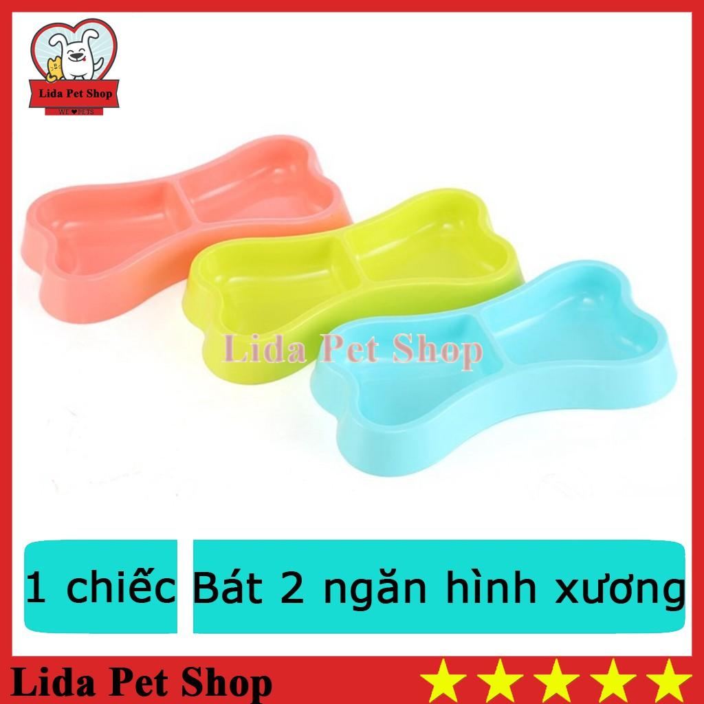 Bát ăn 2 ngăn hình xương cho chó mèo thú cưng