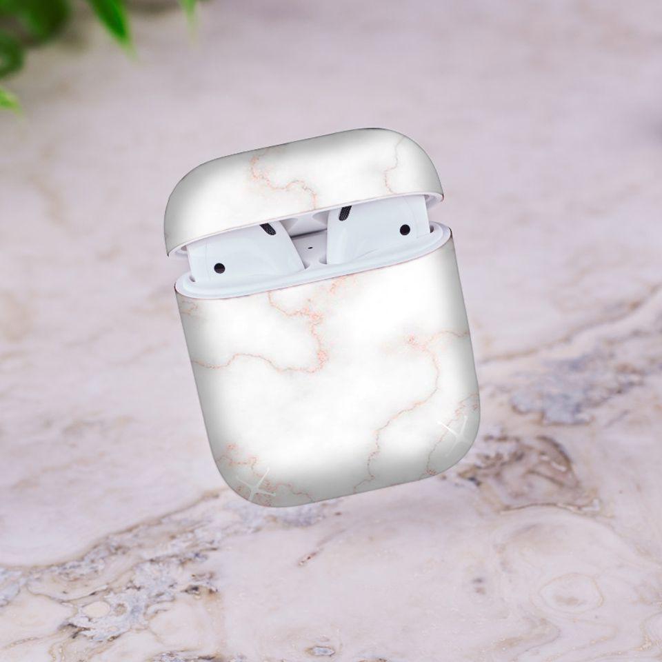 Miếng dán skin cho AirPods in hình đá hồng - dah003 (AirPods ,1 2, Pro, TWS, i12)